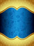 Abstract Gold and Blue Floral Frame