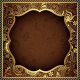Abstract Gold and Chocolate Floral