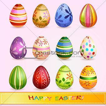 Set of colorful  Easter eggs