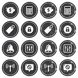 Web navigation icons on retro labels set