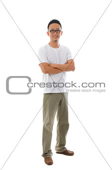 Chinese man in casual wear with white background