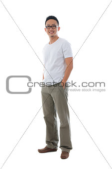 Malay Indonesian male in casual clothes full body with isolated 