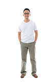Malay Indonesian male in casual clothes full body with isolated 