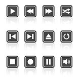 Media player square buttons set