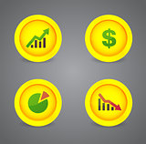 Financial signs on glossy icons