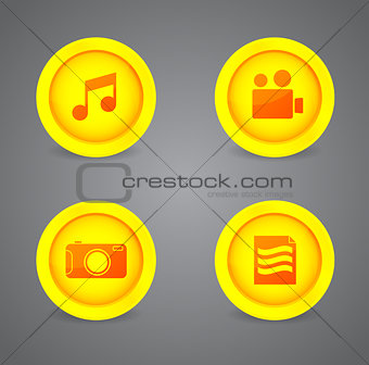 Set of glossy multimedia icons