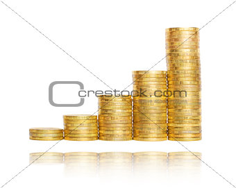 business chart is made from golden coins