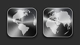 Globe and world map on brushed metal app icons