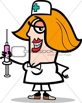 nurse with syringe cartoon illustration
