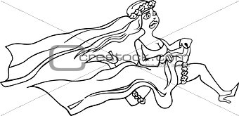running bride cartoon illustration
