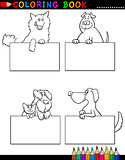 Cartoon Dogs with cards Coloring Page