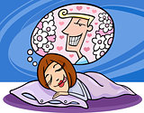 funny woman dreaming about man