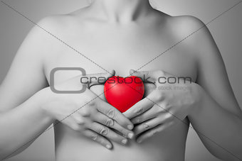 Woman with a red heart