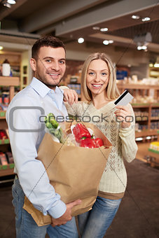 Couple with a credit card