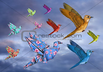 Origami Bird Dreamscape