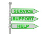 3 Directional signs "Service", "support", "help" 