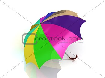colour umbrella with wooden handle 