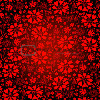Seamless dark-red floral pattern