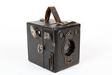 very old vintage camera on white background