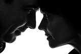 couple woman man face to face  silhouette