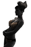 woman fashion model silhouette with gold sting underwear