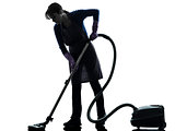 woman maid housework Vacuum Cleaner silhouette