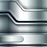 Abstract background, metallic silver banners.