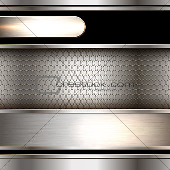 Abstract background, metallic banners.