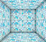 blue mosaic square tiled empty space