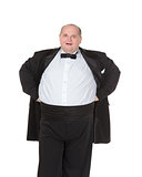 Very overweight cheerful businessman