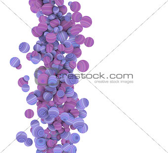 3d striped bubbles in pink purple floating on white
