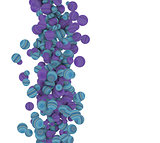 3d striped bubbles in blue purple floating on white