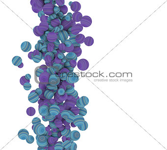 3d striped bubbles in blue purple floating on white