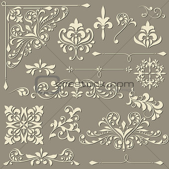 vector  vintage floral  design elements 