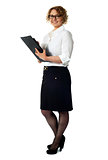 Businesswoman with a document folder