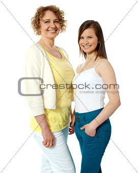 Gorgeous mother and daughter posing