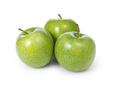 three fresh green granny smith apples