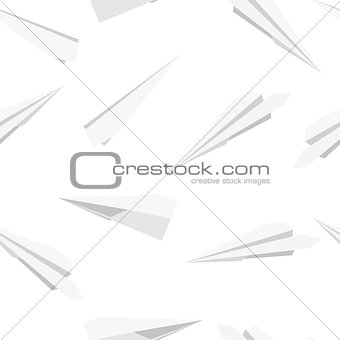White  Paper planes, seamless wallpaper, vector illustration