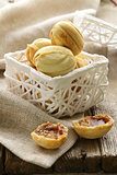 Cookies in the form of nuts in a white basket