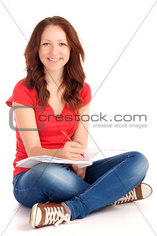 Student sitting and studying