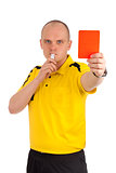 Football referee showing you the red card