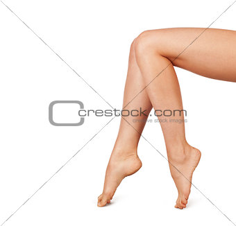 Beautiful Woman Legs Isolated on the White