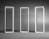 White Abstract Rectangle Frames Standing in the Gray Room