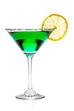 Martini glass with lemon isolated on white background