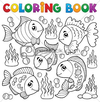 Coloring book various fish theme 1