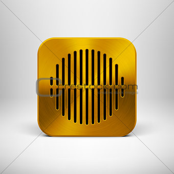 Technology App Icon Template with Gold Metal Texture