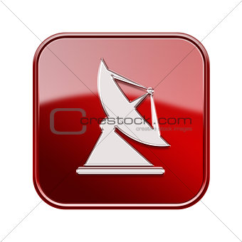 Antenna icon glossy red, isolated on white background