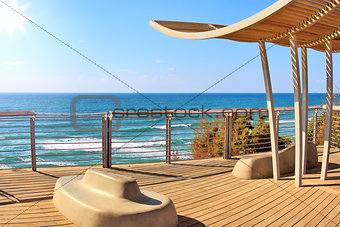Promenade and Mediterranean sea in Israel.