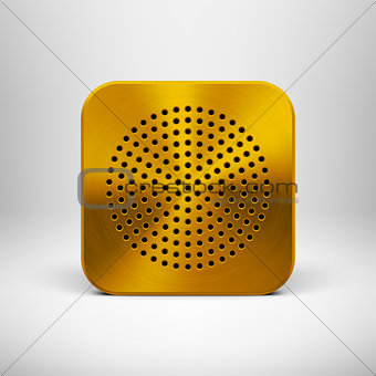 Technology App Icon with Gold Metal Texture