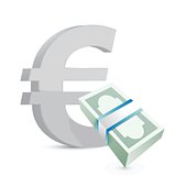 euro currency bills exchange concept